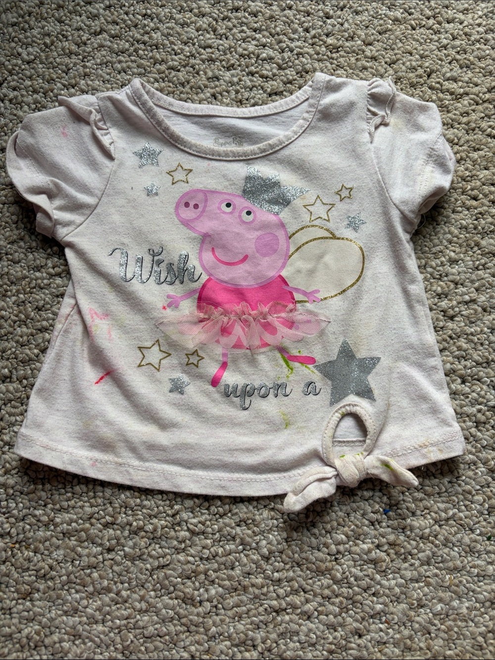 Peppa Pig Pink Short Sleeve Tee with Glitter Stars